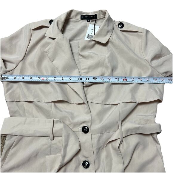 NWT Gibsonlook Women’s Modal Blend Trench Coat Size M Soft Lightweight Belted - Picture 7 of 12